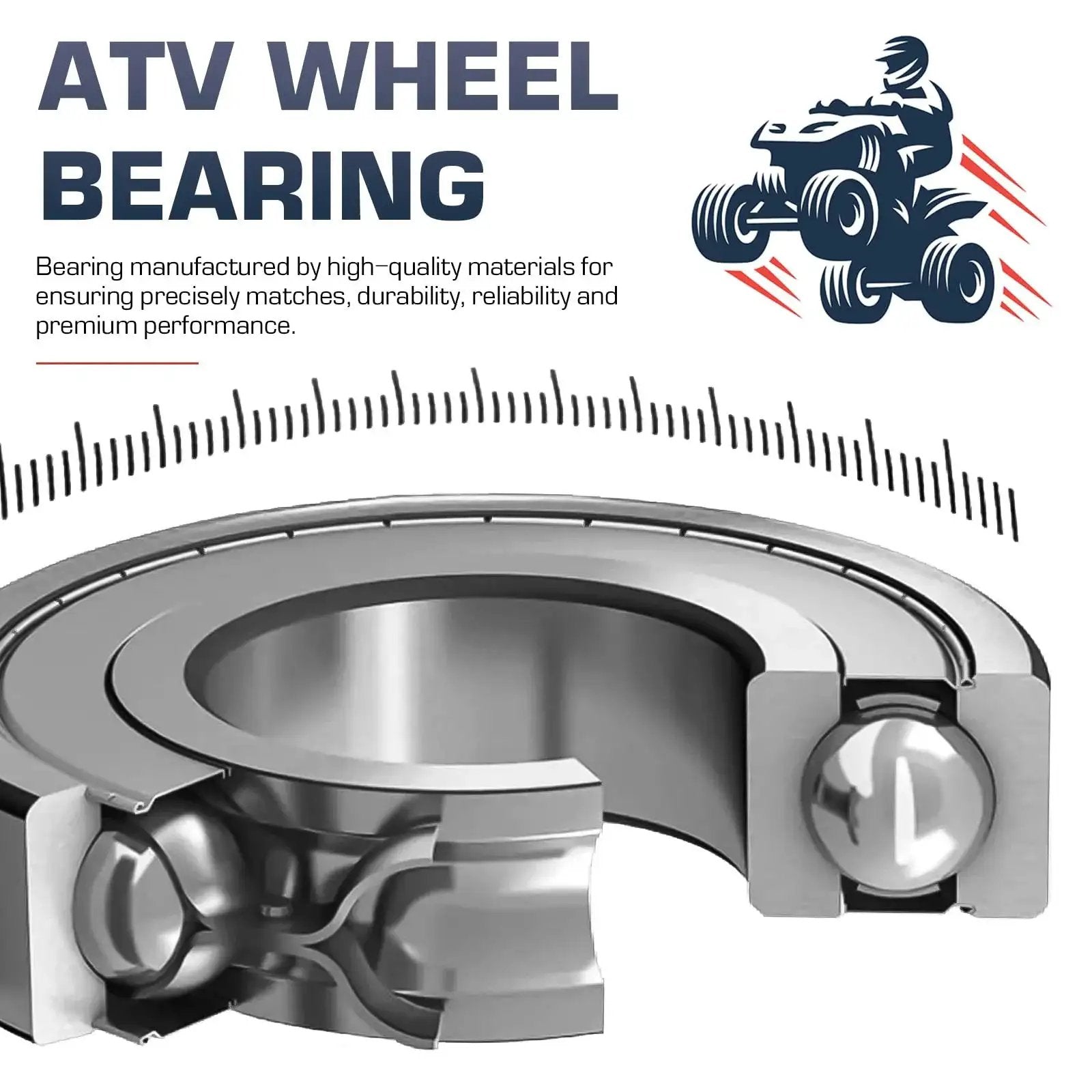 Front Left Or Right ATV Wheel Bearing For Polaris Ace Ranger Sportsman Scrambler Hawkeye And Trail Models 300 330 400 450 500 570 600 700 800 Replace For 3514342 3514634 3554506 One Piece, showing internal structure.