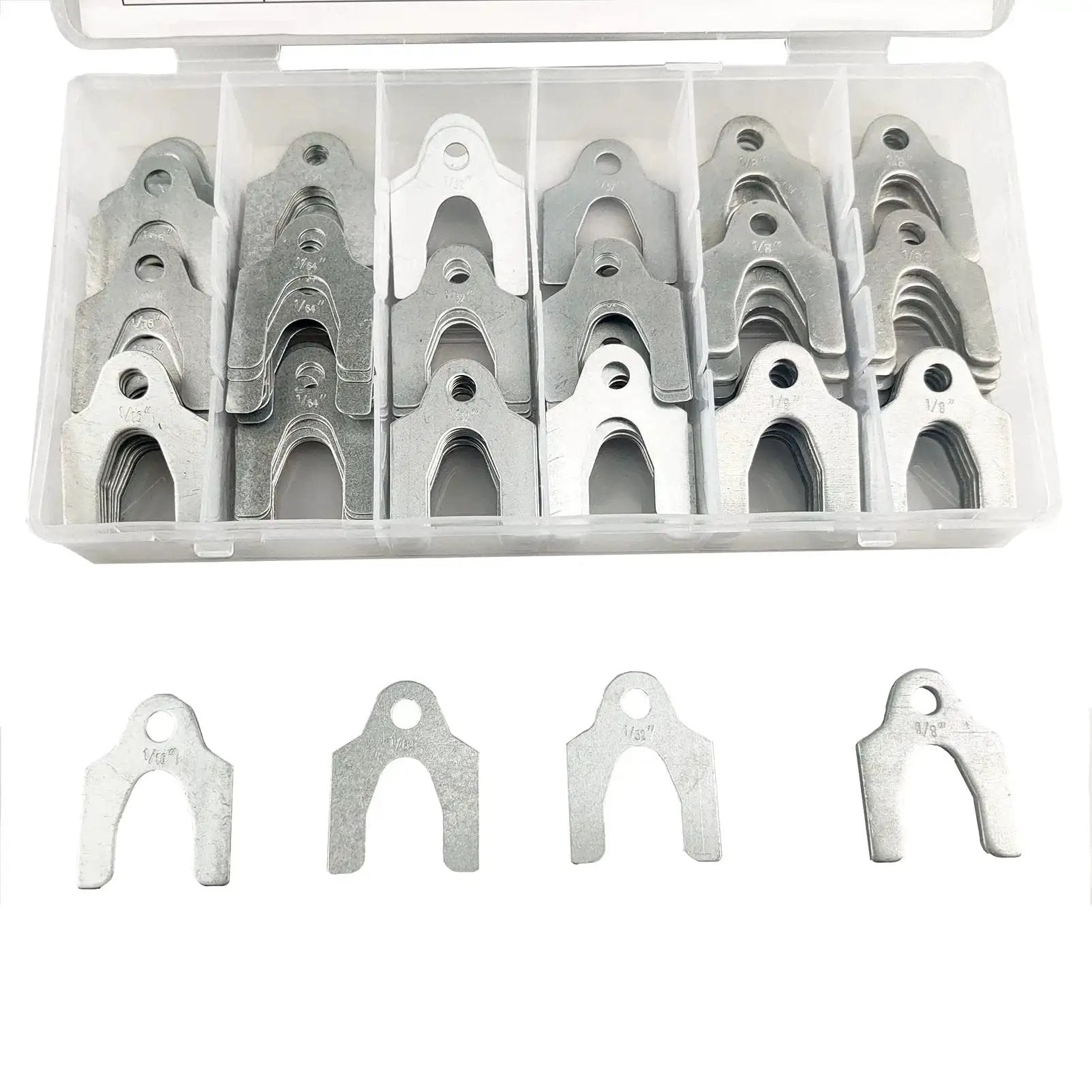 Auto Alignment Shim Set 144 Pieces In Four Sizes 1 64th 1 32nd 1 16th And 1 8th Inch for Camber Caster Toe with storage box