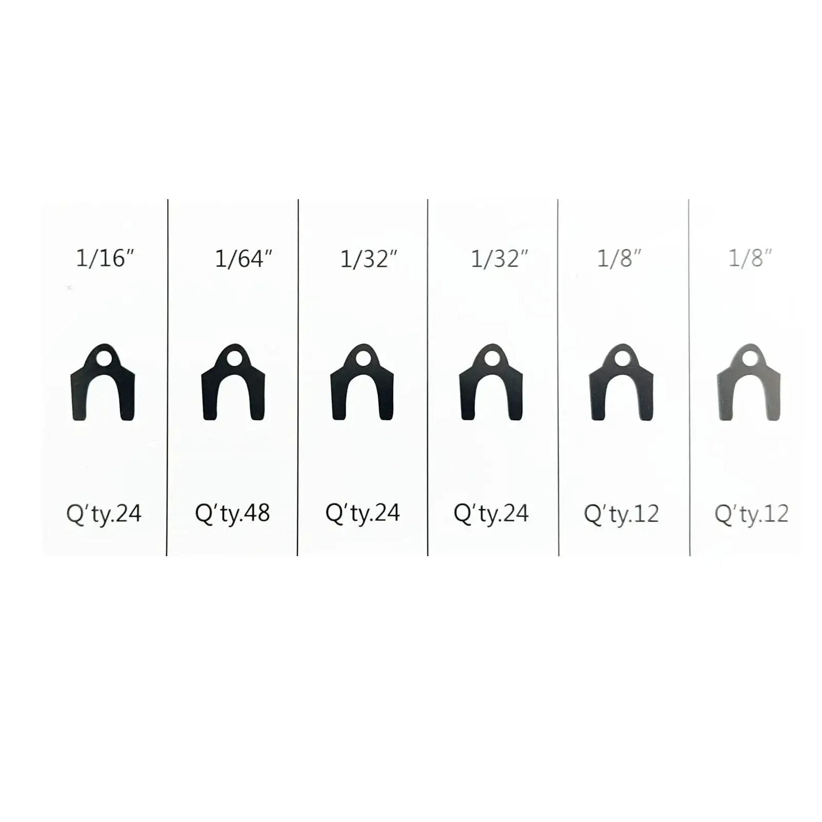 Auto Alignment Shim Set 144 Pieces In Four Sizes 1 64th 1 32nd 1 16th And 1 8th Inch displayed in packaging
