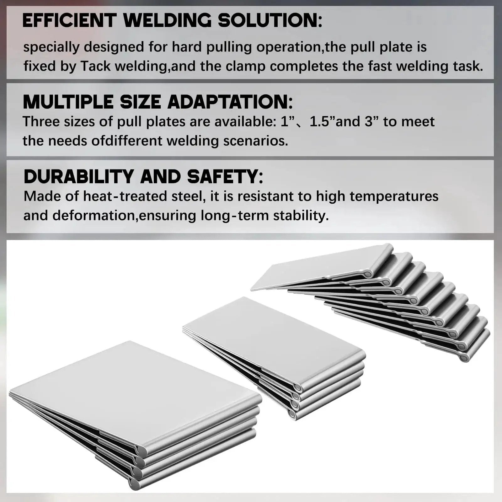 20 Piece Pull Plate Kit For Auto Body Repair with heat treated steel plates in 1, 1.5, and 3 inch sizes, shown stacked.