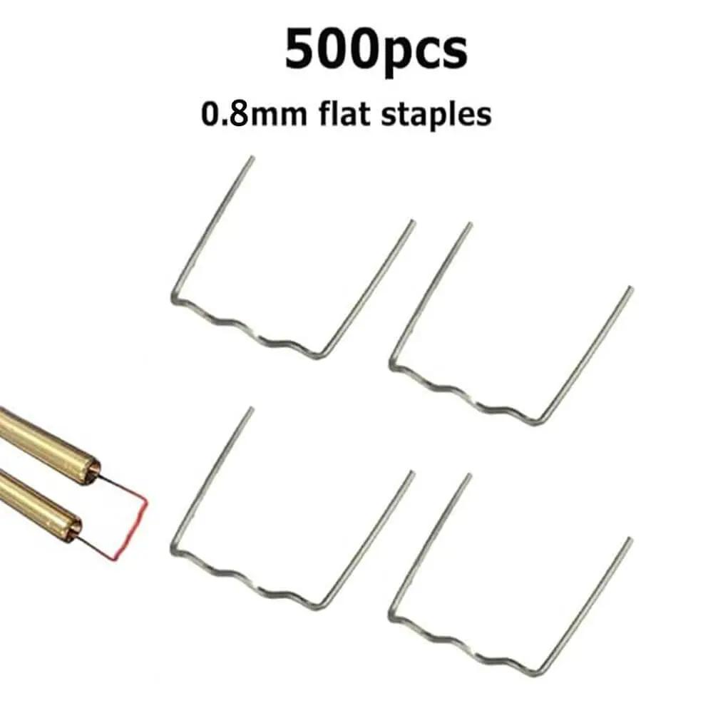 Auto Body Bumper Repair Staples Kit With 500 Pcs 0.8mm Flat Corner Stainless Steel Staples For Hot Stapler Welding Used On Car Bumpers Heavy Duty Pro Grade Staples For Welding Machines And Car Body Repair shown in image