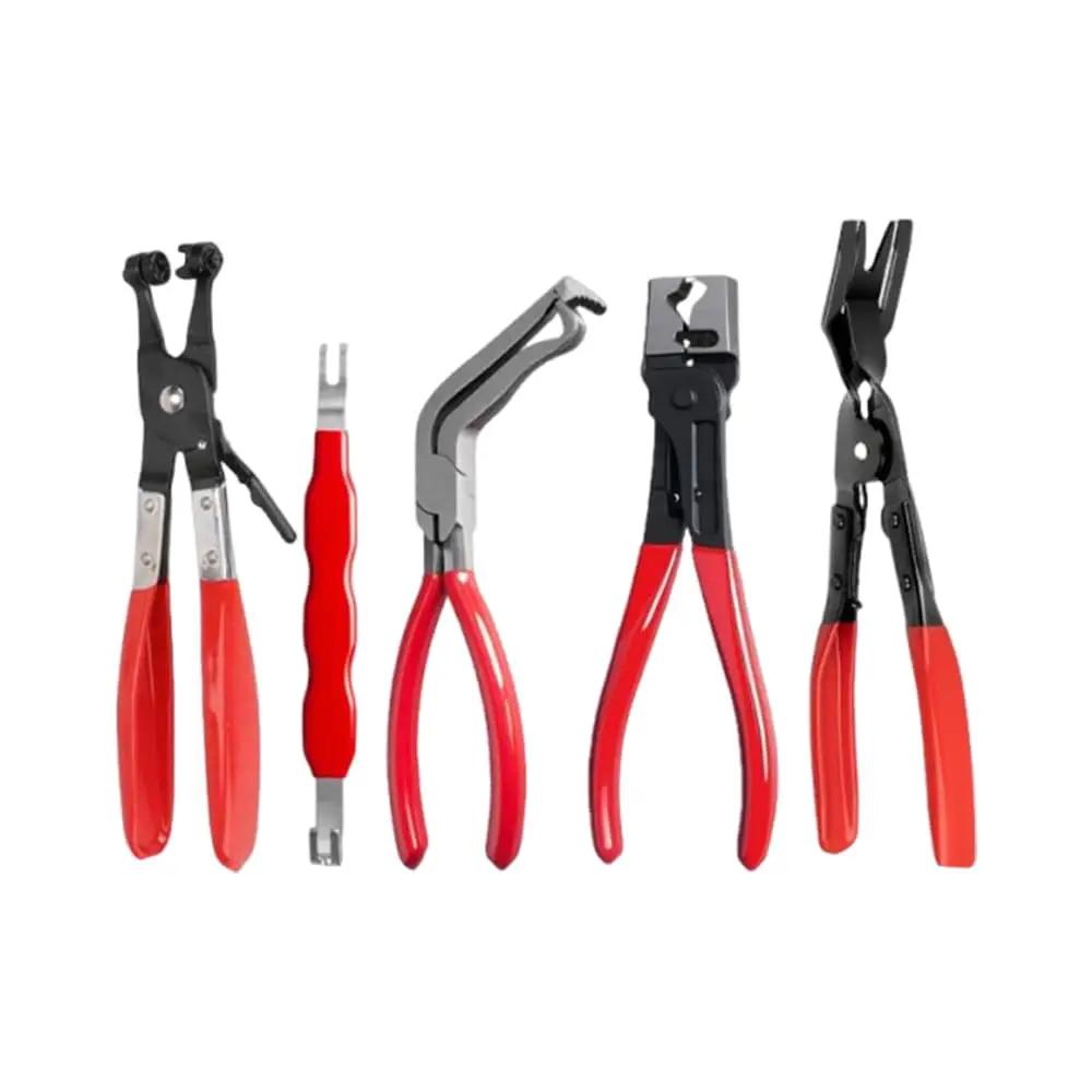 5 Piece Auto Electrical Pliers Kit For Auto Repair Includes 60 Degree Angled Connector Separator Pliers Hose Clamp Pliers Trim Clip