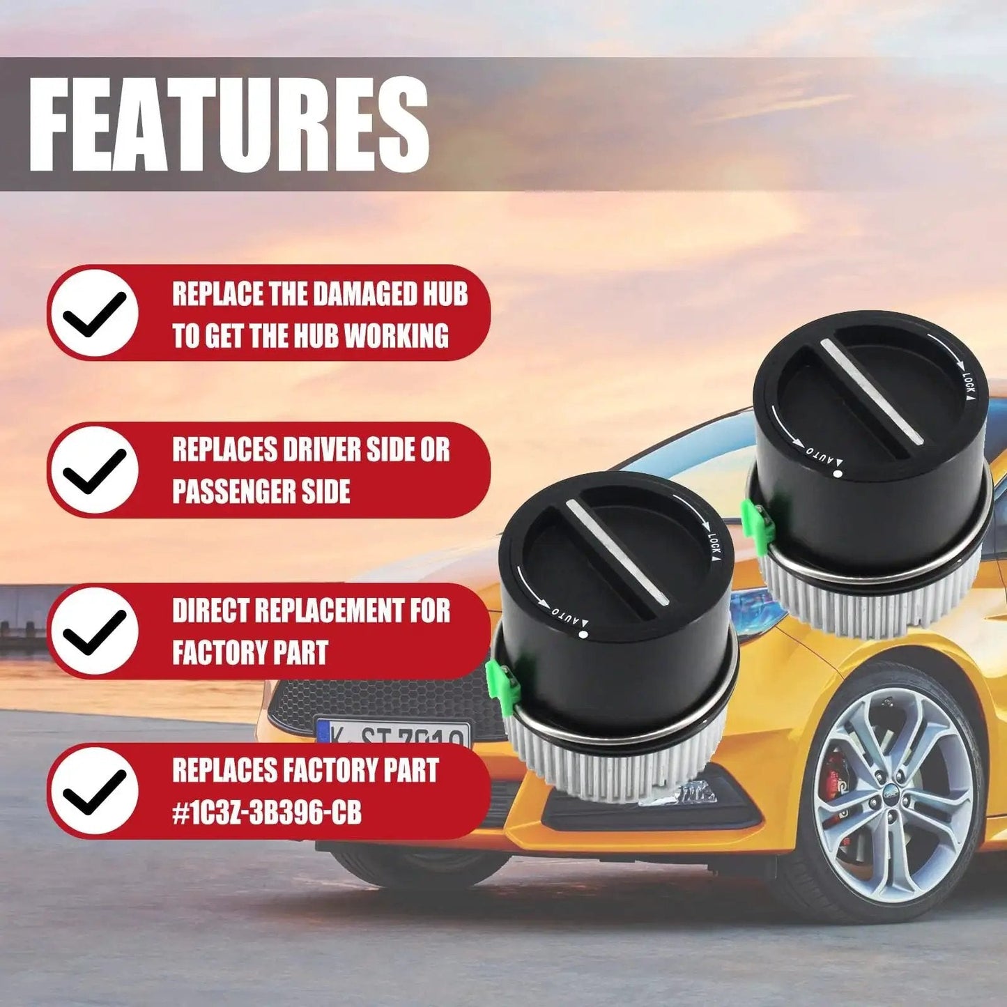 Features of 4WD Auto Locking Hub Pair Kit Replacement For Ford F-Series 1999-2004 F250 F350 F450 F550 Super Duty, Excursion 1C3Z-3B396-CB