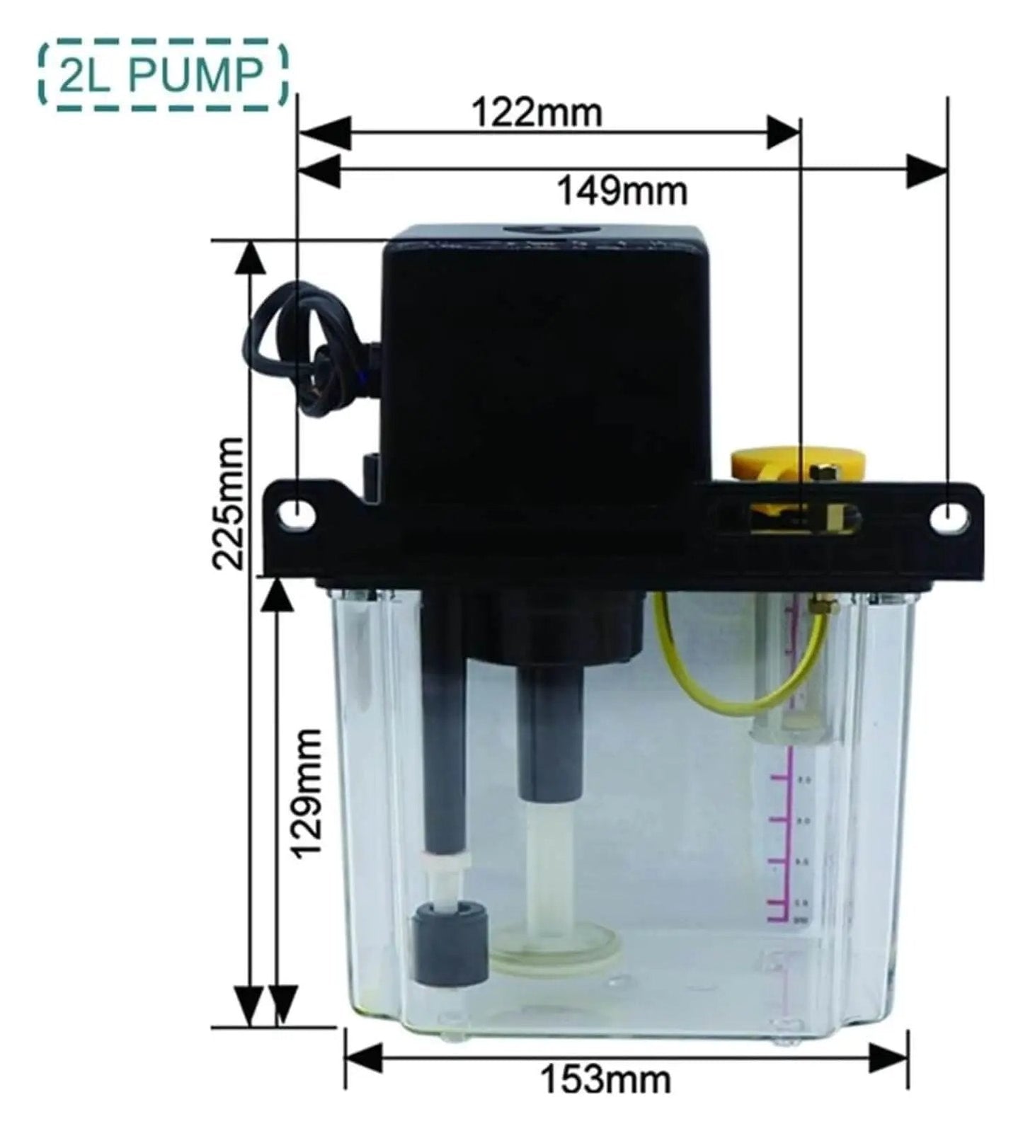 Auto Lubrication Pump For CNC Machines And Tooling Electromagnetic Oil Lubricator 2L Capacity AC220V 4Mm Fittings Front View