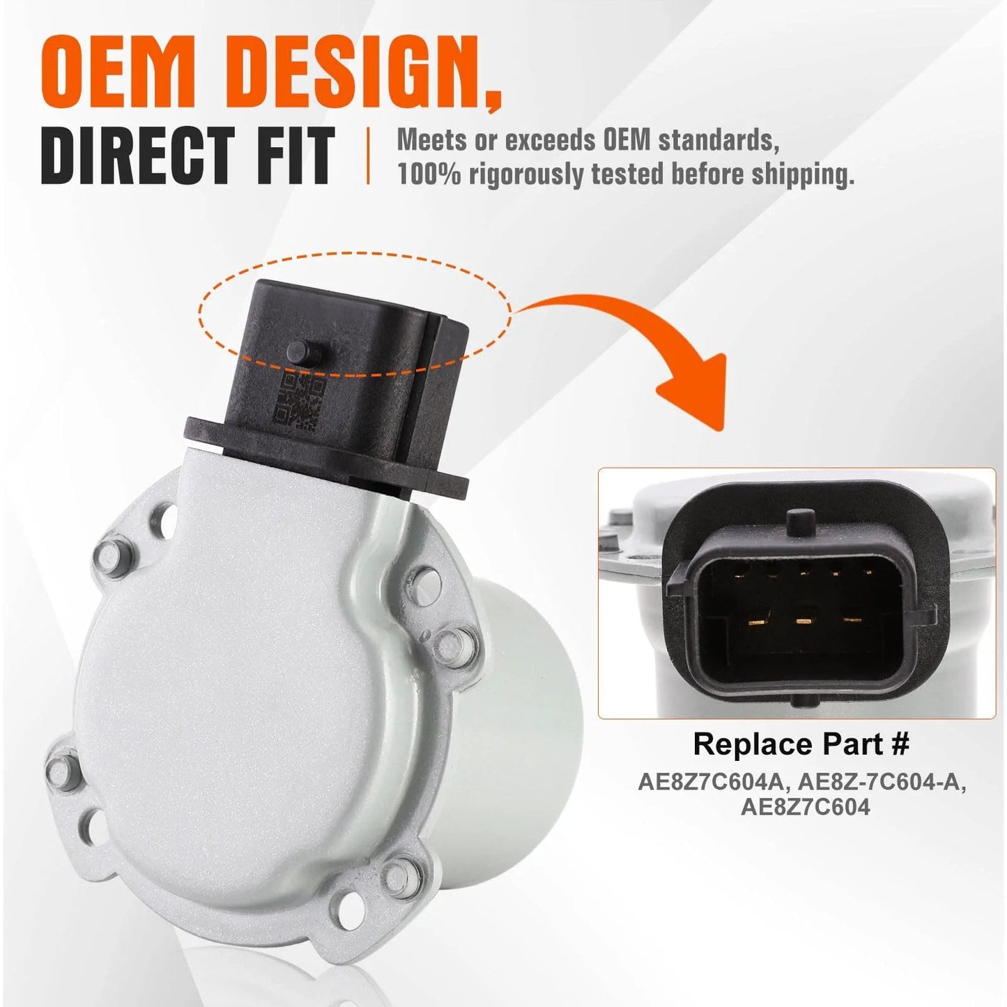 Automatic Transmission Clutch Actuator Replacement For Ford Focus 2012 2017 And Ford Fiesta 2011 2017 DSG 6 Speed DPS6 6DCT250 Replaces OE AE8Z7C604A 2-Piece Set close-up view of clutch actuator with connector.