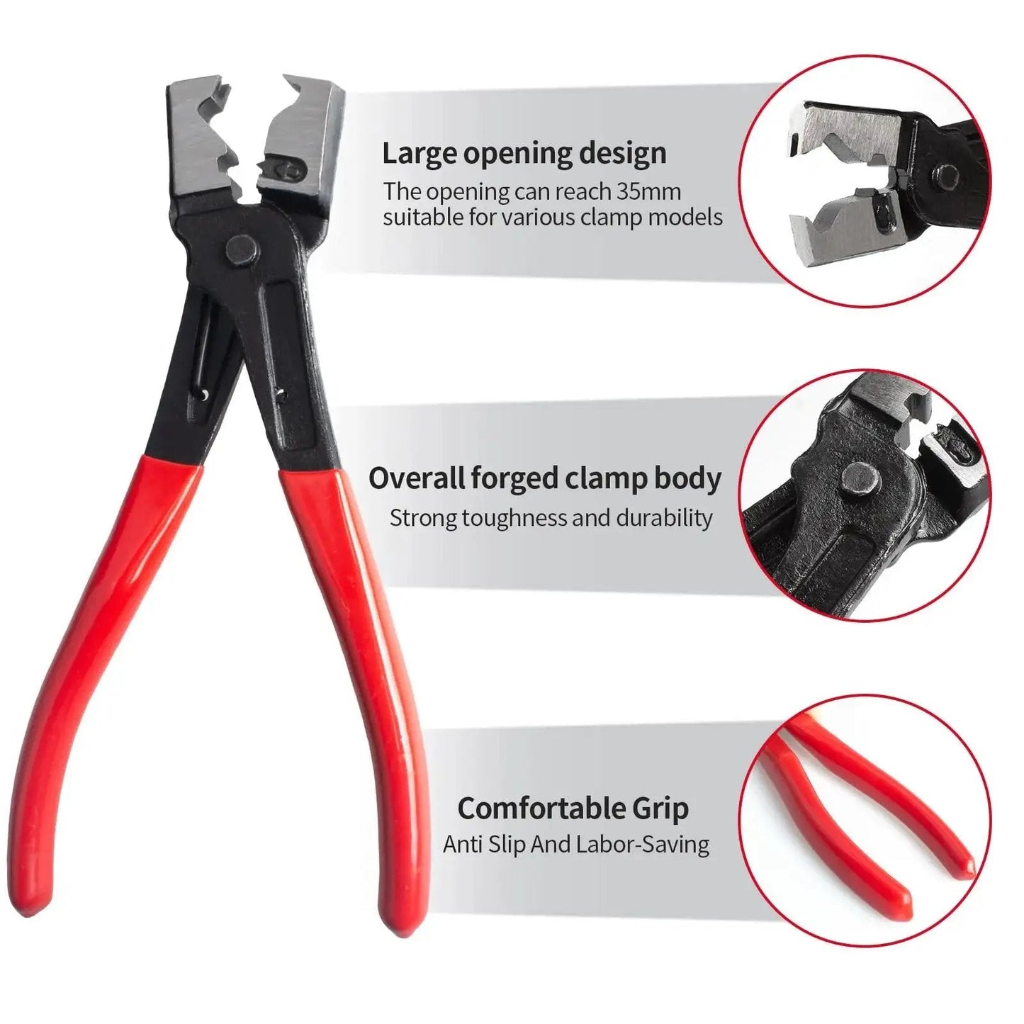 4 Piece Automotive Electrical Disconnect Pliers Set Designed For Car Connectors And Hose Clamps Made From Durable High Carbon Steel With Anti Slip Plastic Coated Handles Provides Safe Quick Disconnect Without Wear showing detailed features.