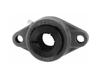 Single 1 in Accu-Loc 2-bolt flange sealed ball bearing UEFT205-16TCMZ20, front view, Teflon-coated cast iron housing, seal visible.