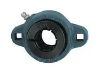 Front view of Accu-Loc UE204 20mm Wide Malleable Iron 2-Bolt Flange Bearing Unit with Sealed Ball Insert and Concentric Collar