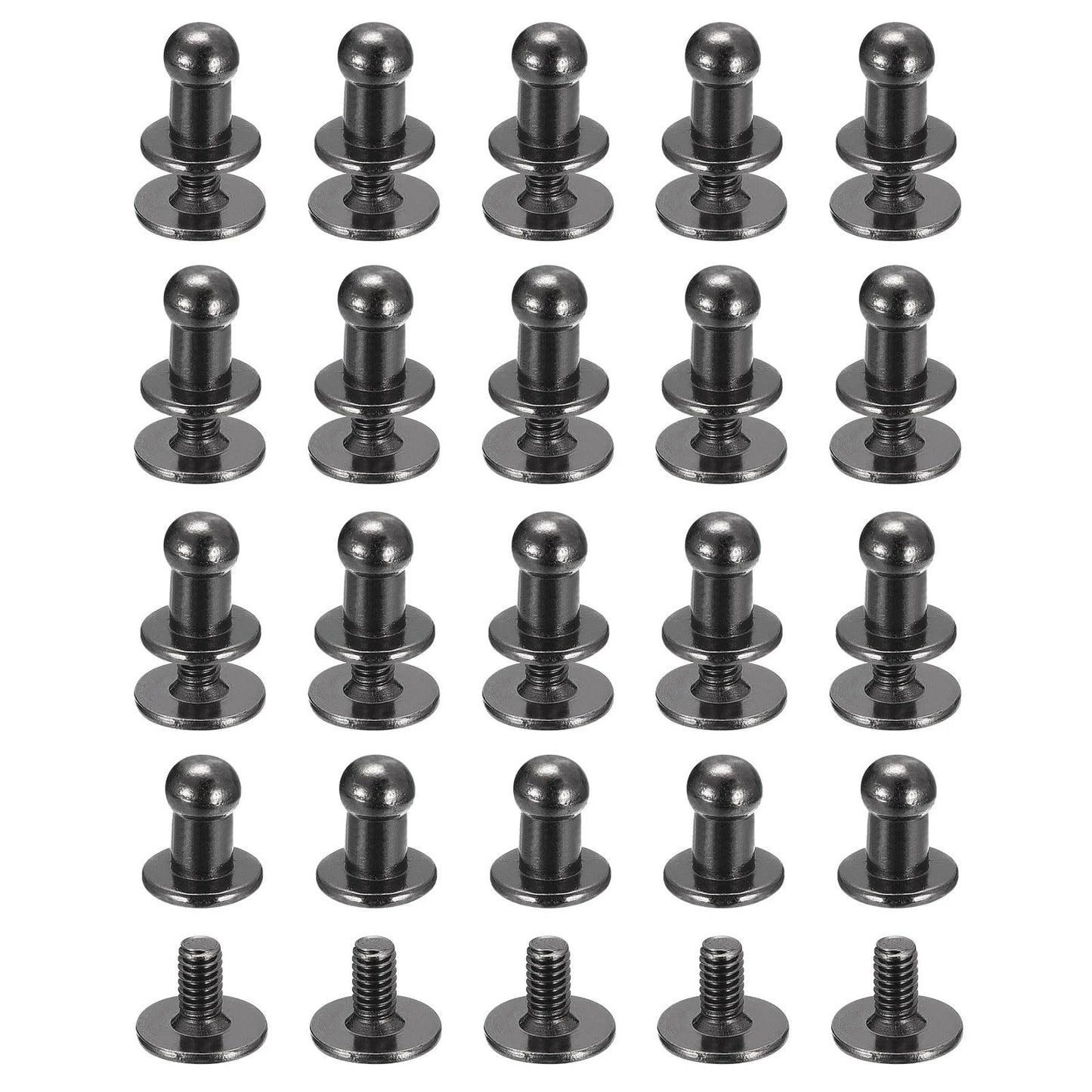 4mm Ball Head Stud Rivets Set With Screw Back 50 Pack For DIY Leather Craft Handbags Belts Round Head Nipple Rivets In Zinc Alloy Metallic Black Durable Finish Great For Leatherwork Projects Belts Wallets And Accessories