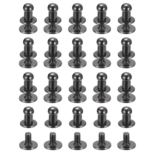 4mm Ball Head Stud Rivets Set With Screw Back 50 Pack For DIY Leather Craft Handbags Belts Round Head Nipple Rivets In Zinc Alloy Metallic Black Durable Finish Great For Leatherwork Projects Belts Wallets And Accessories