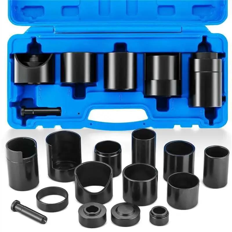Master Ball Joint Remover And Installer Tool Set, 14 Piece Adapter Kit for 2WD and 4WD Cars in blue case.