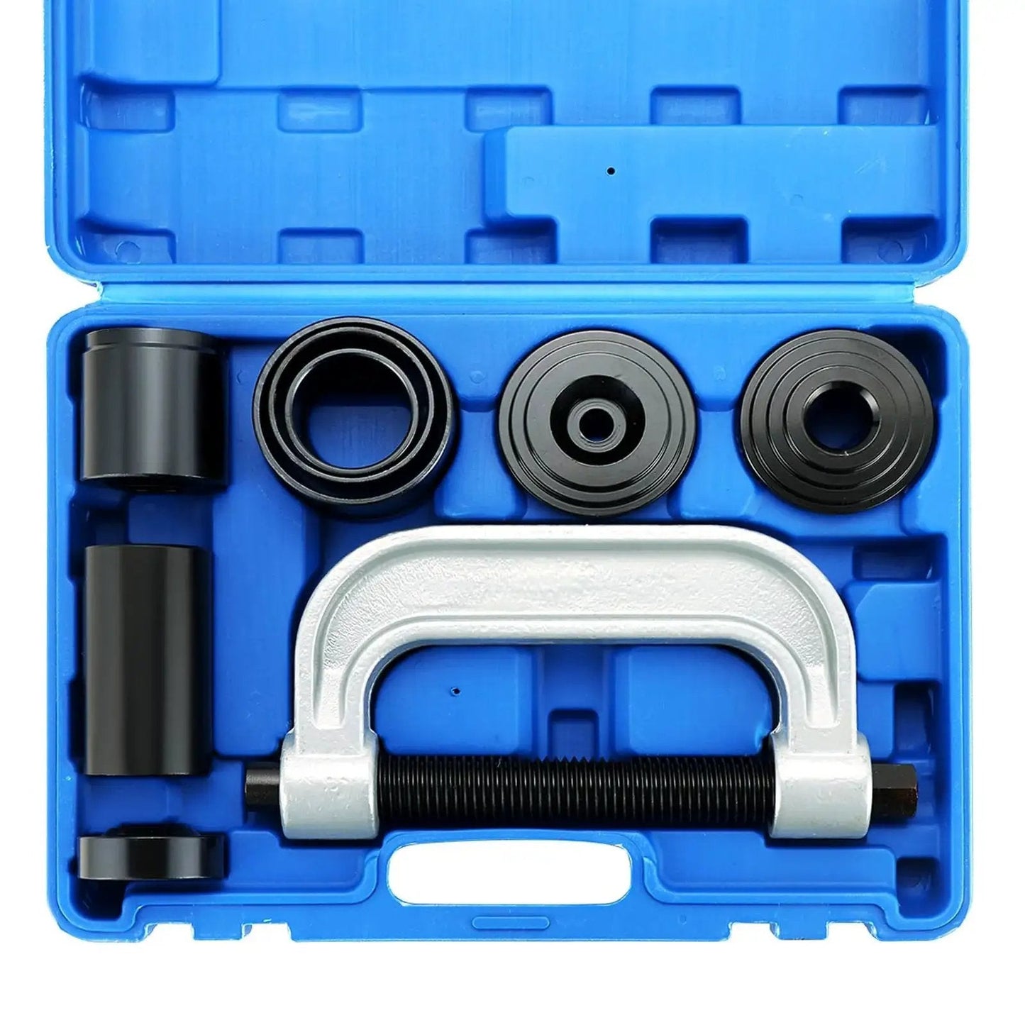 Heavy Duty Ball Joint Removal Tool And U Joint Press Kit With 4 Wheel Drive Adapters for 2WD and 4WD vehicles in blue case