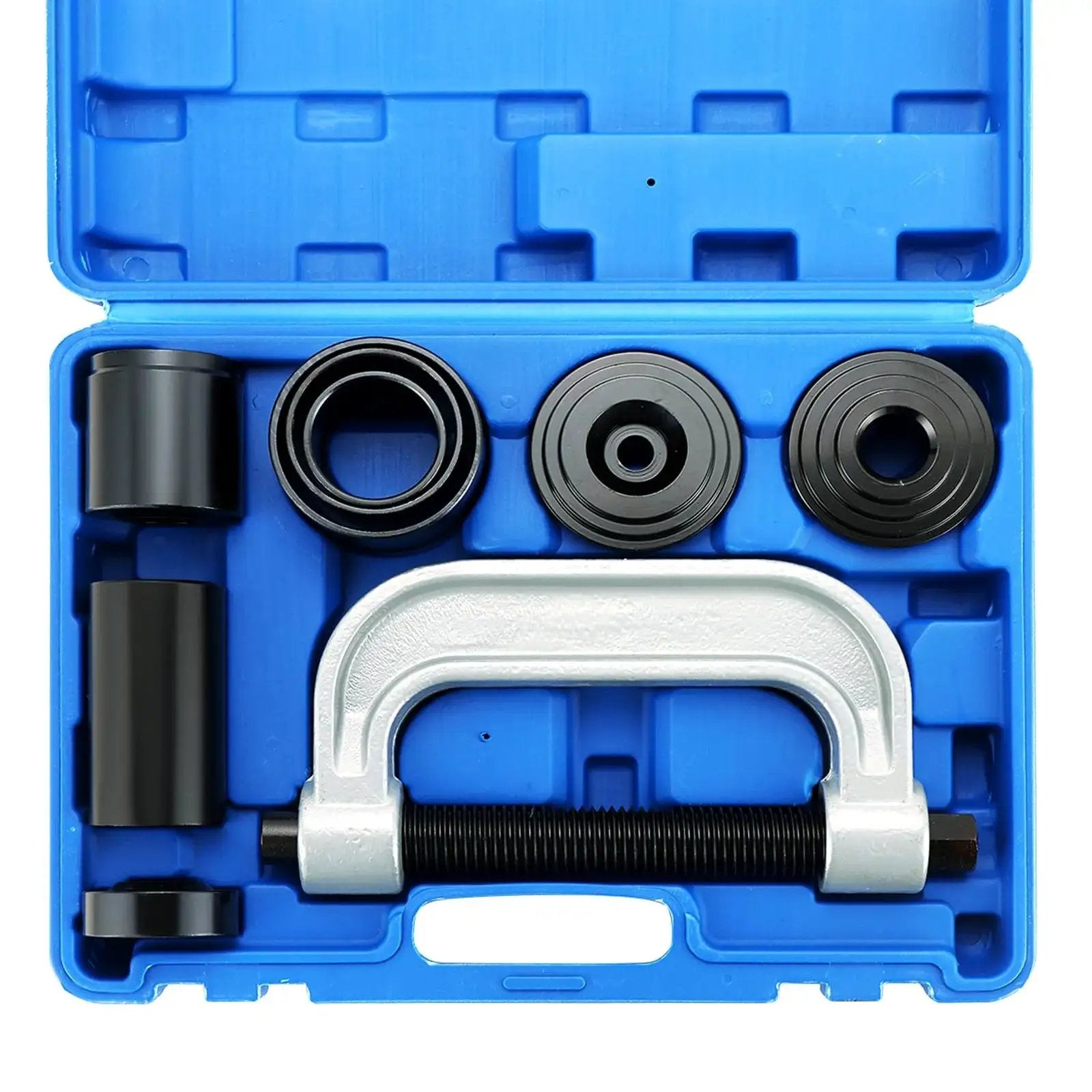 Heavy Duty Ball Joint Removal Tool And U Joint Press Kit With 4 Wheel Drive Adapters for 2WD and 4WD vehicles in blue case
