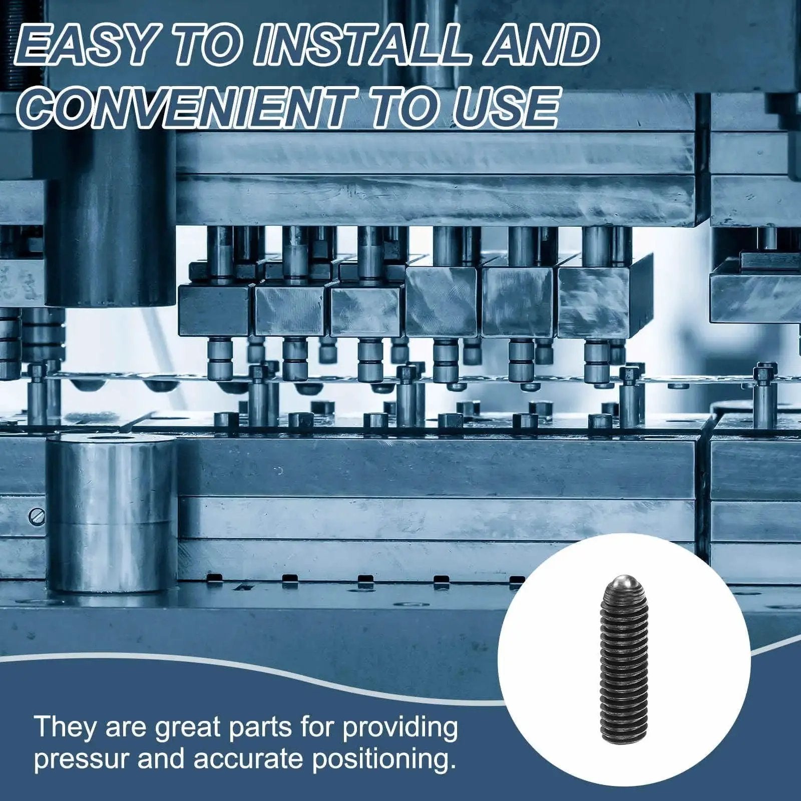 Machinery setup with 10 Pieces M6 Thread Ball Plungers With Hex Socket, black spring plunger shown for positioning tools