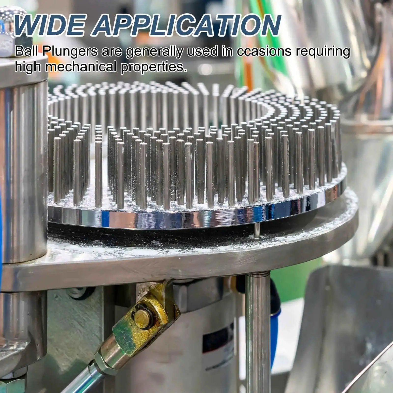 Wide application of 10 Pieces M6 Thread Ball Plungers with hex socket in mechanical setups for pneumatic tools and fixtures.