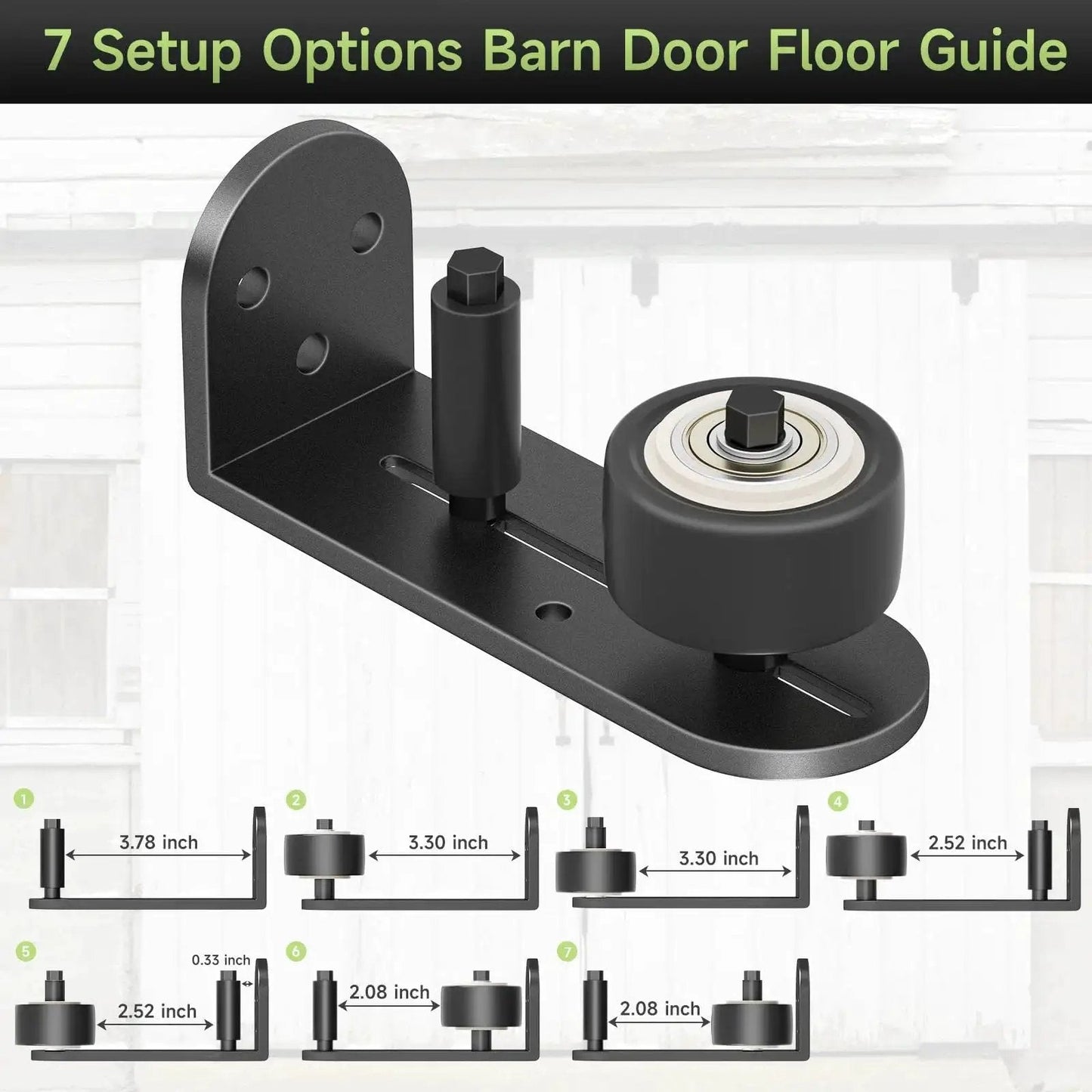 Sliding Barn Door Floor Guide With Quiet Bearing And Adjustable Rubber Rollers, Rustproof Aluminum Alloy Track