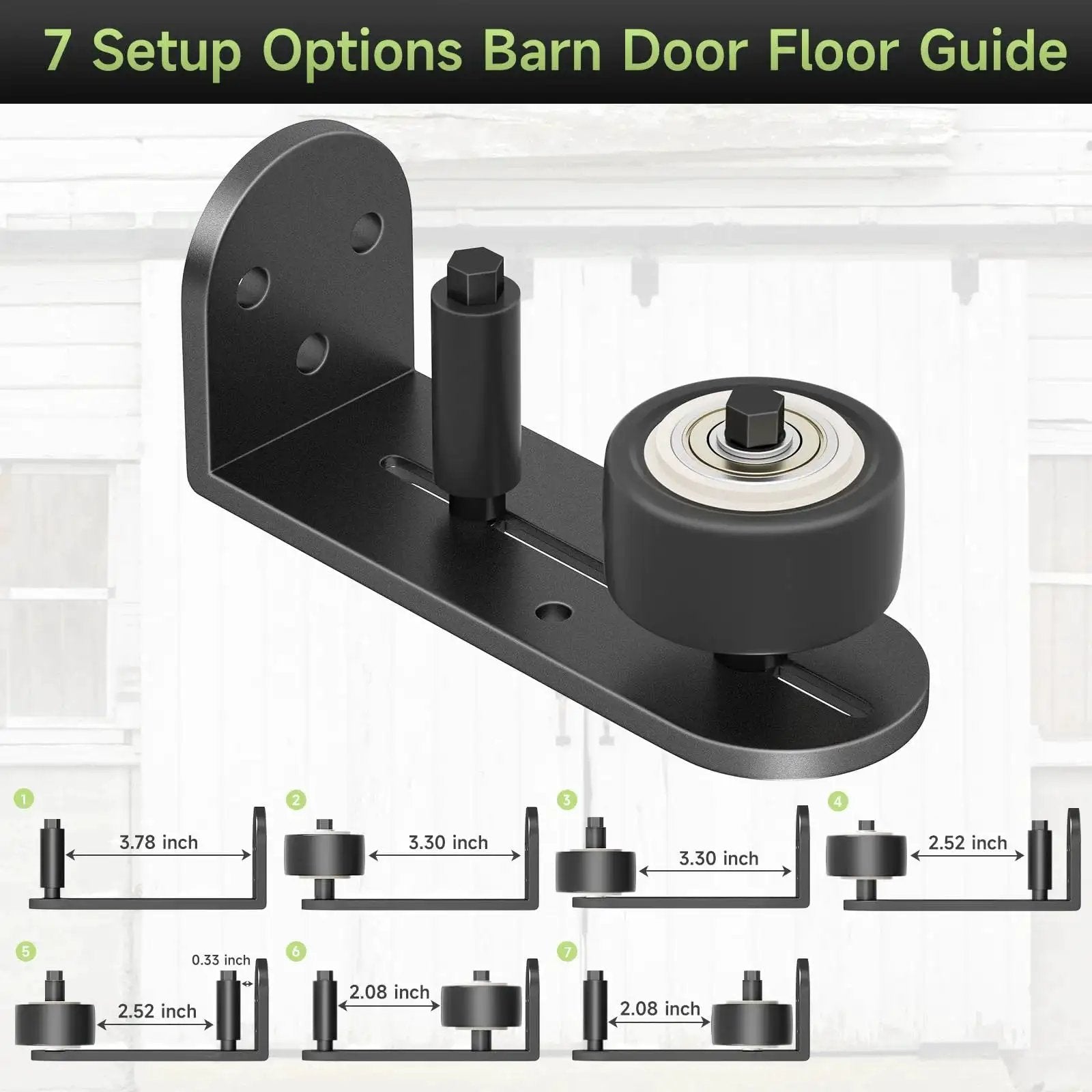 Sliding Barn Door Floor Guide With Quiet Bearing And Adjustable Rubber Rollers, Rustproof Aluminum Alloy Track