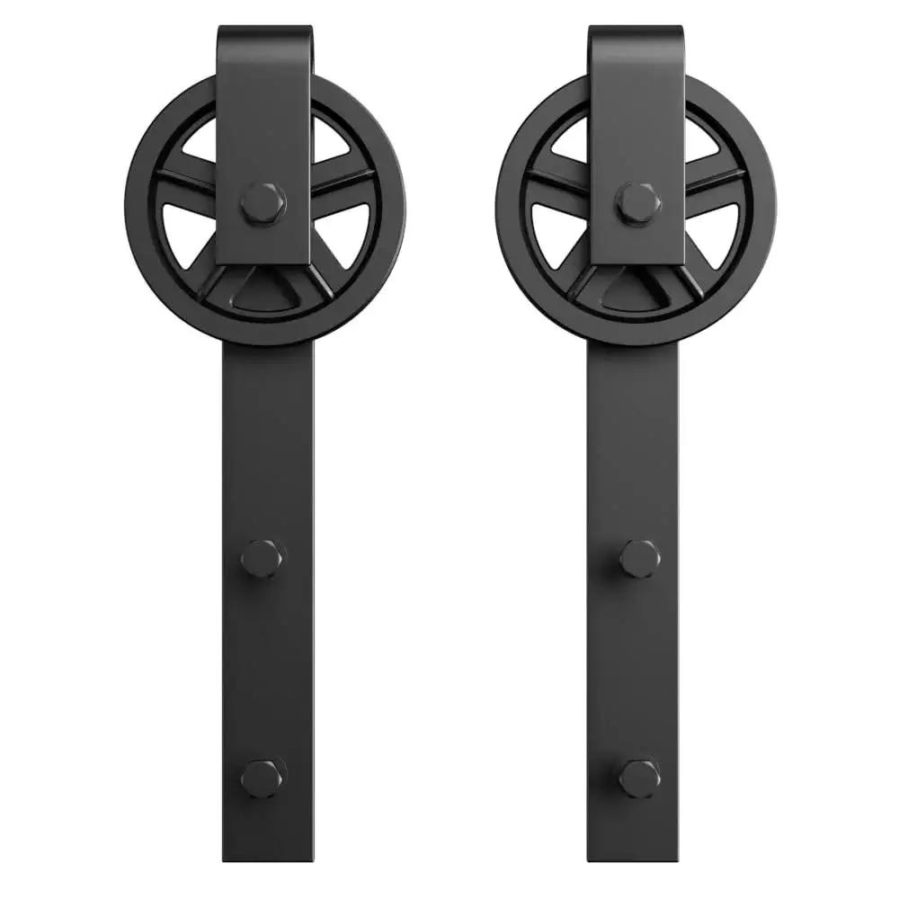2 Pack Barn Door Roller Kit With Large Wheel Hangers Easy To Install For Thick Door Tracks Fits Door Thickness 1 3 8 To 1 3 4 Inches Black Finish Carbon Steel Body POM Wheel Supports Up To 260 Lb Weight Capacity view