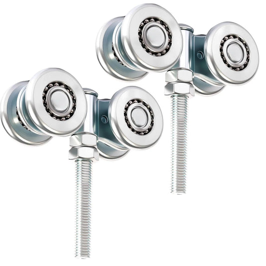 2Pcs Wheel Trolley Assembly Barn Door Rollers for 1-3/4" Wide and 2-1/4" or Taller Rail Hanging Track, close-up view