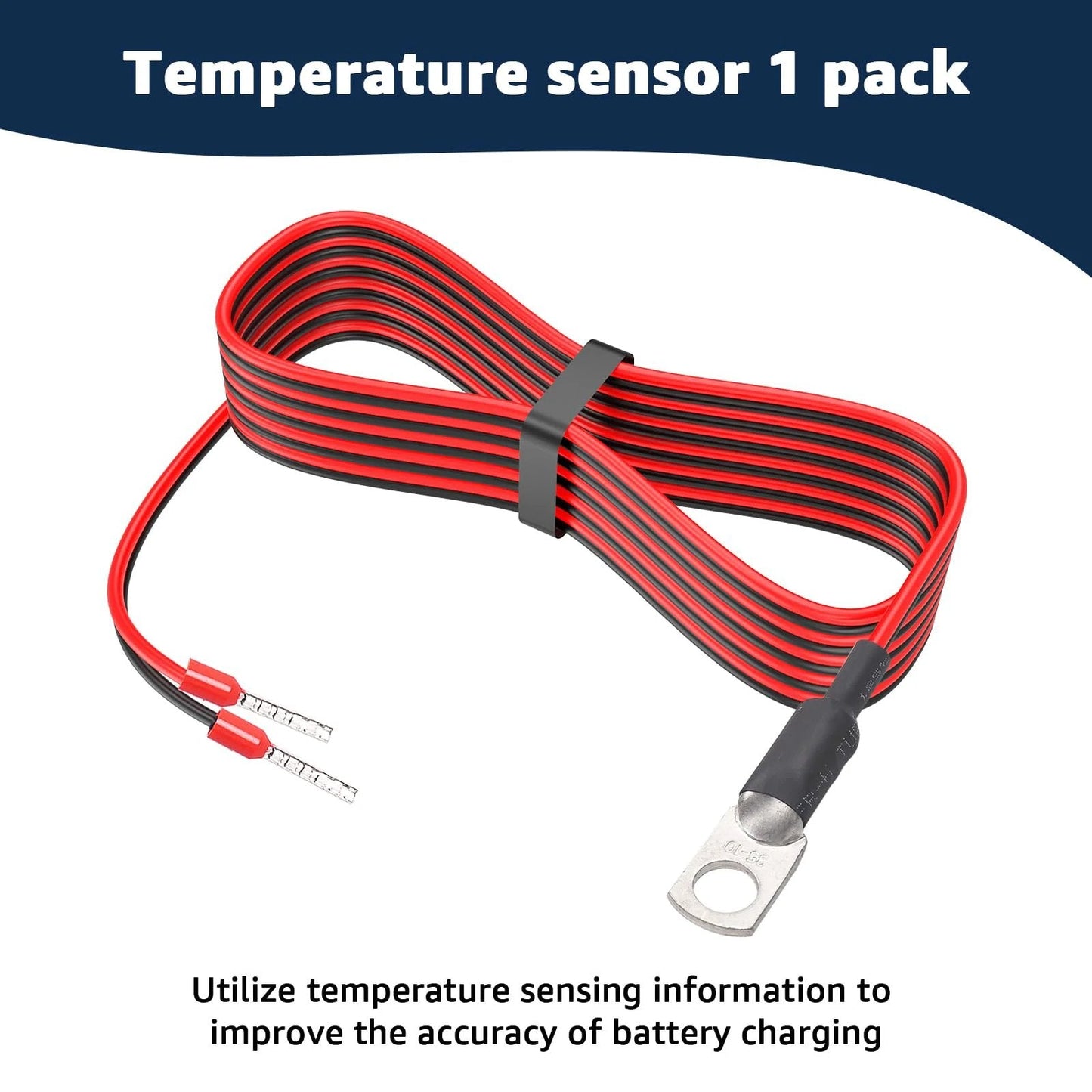 High Precision Battery Temperature Sensor Replacement For Victron Energy Quattro And MultiPlus Inverter Chargers Cerbo GX And Venus GX, red and black wire.