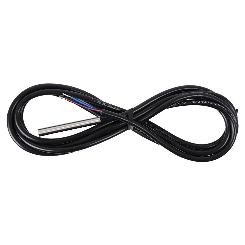 Dope Battery Temperature Sensor For Solar Charge Controllers By Renogy, wires in black insulation for battery temperature measurement.