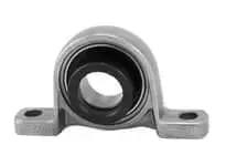 Front view of extra narrow 30 mm eccentric collar pillow block bearing, single unit, sealed ball bearing with locking ring, narrow flange mount.