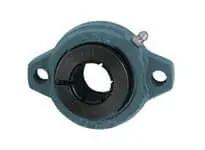 Front view of one-inch sealed ball bearing 2-bolt flange unit UE205-16 with wide inner ring, concentric collar lock, cast iron LFL5 housing.