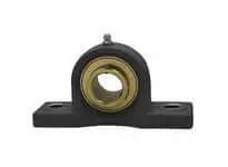 Front view of 7/8 in Pillow Block Bearing with Wide Inner Ring, Zinc-Plated Ball Insert, Set-Screw Lock, Black Polymer PPL205 Housing