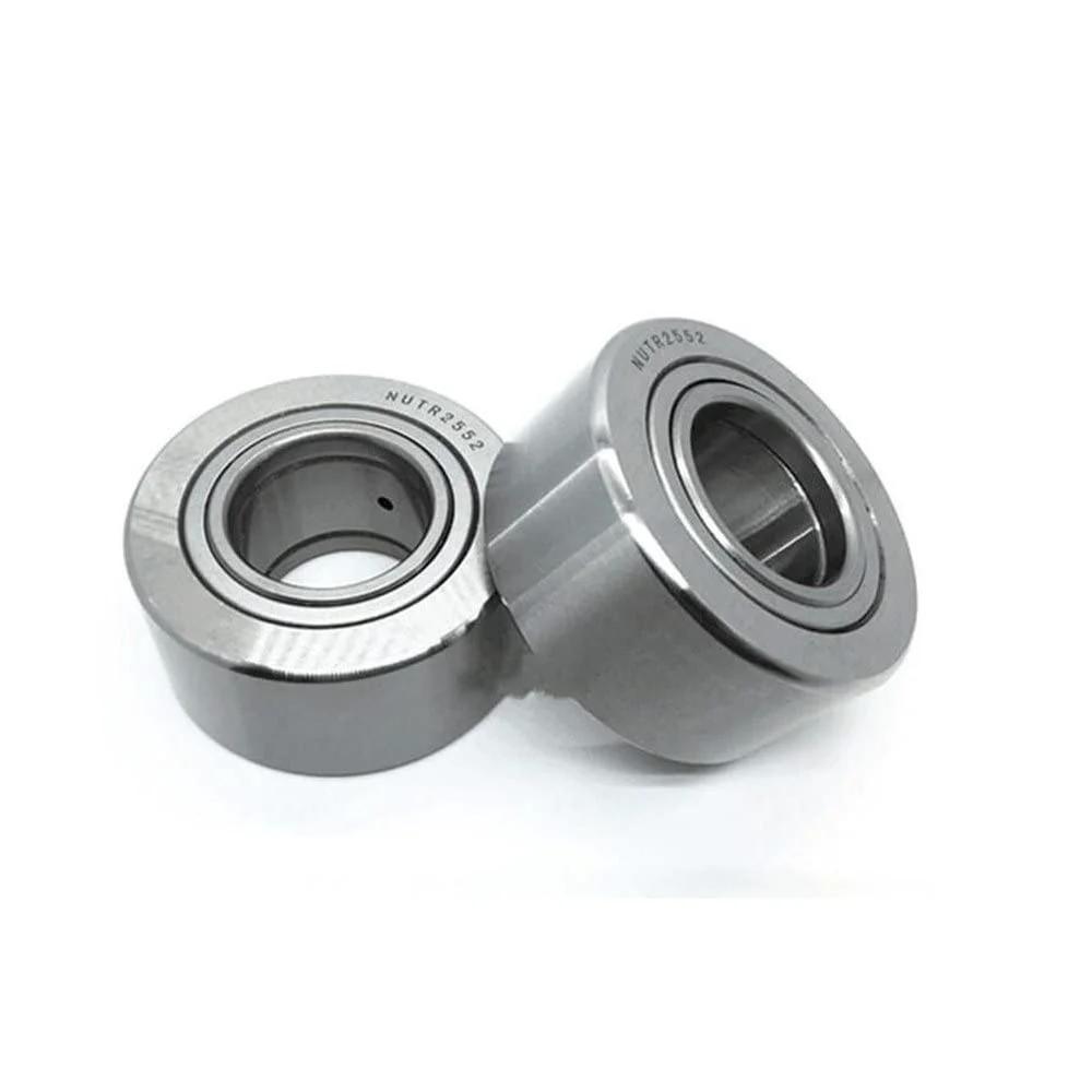 Pair of ✝️ Bearing NATR12 PP NATR12PP Yoke Track Roller Bearings, silver metal finish, size 12x32x15mm, showing side view.