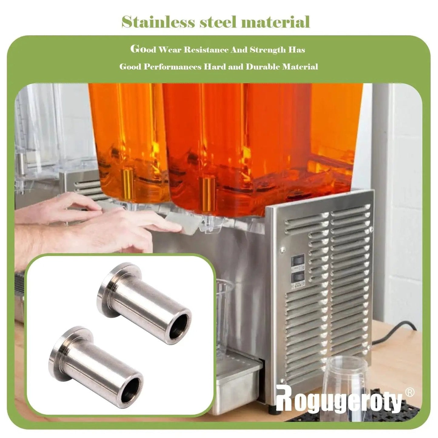 Bearing Sleeve Kit Two Pack For D And E Series Beverage Dispensers Stainless Steel Replacement in front of juice machine