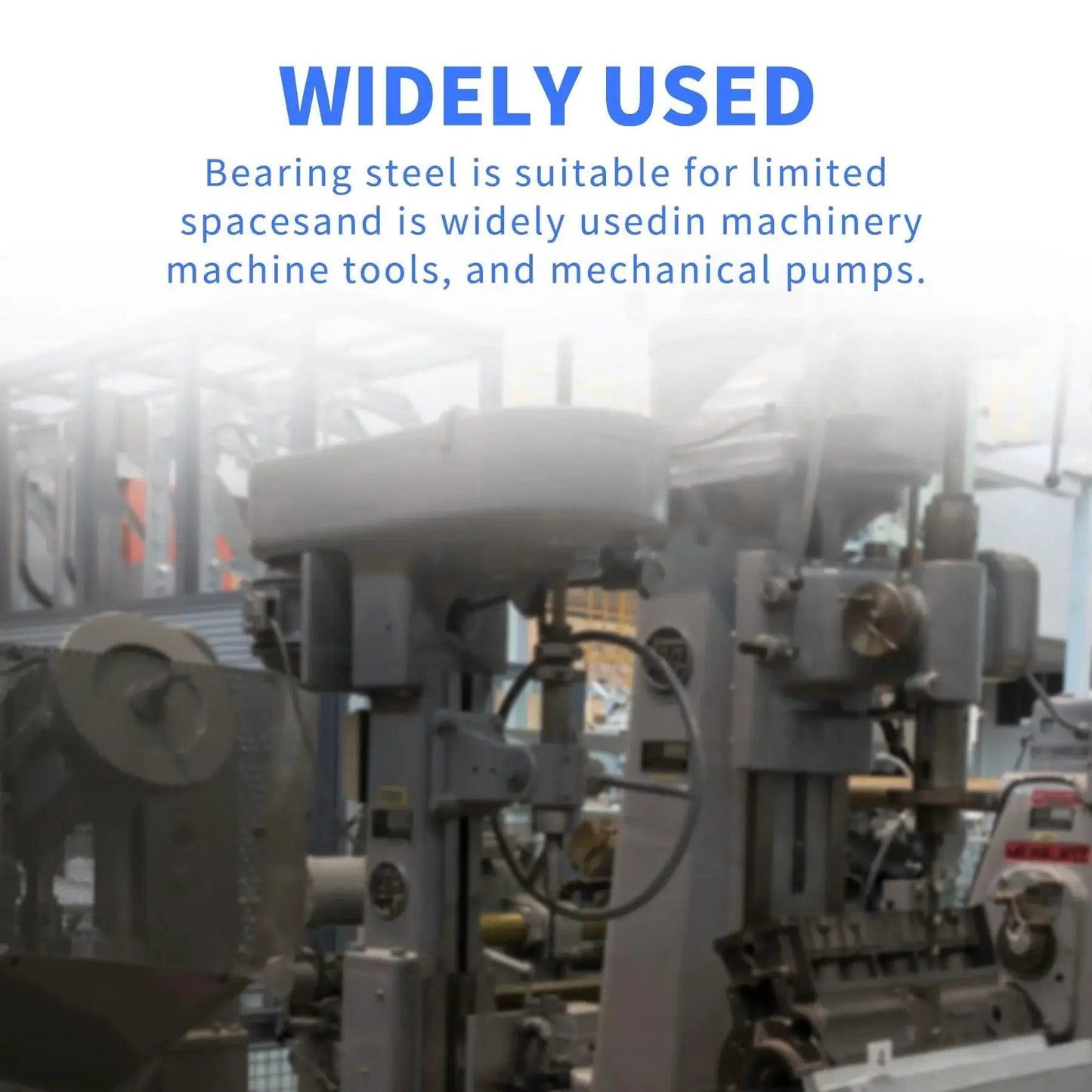 Industrial machinery using needle roller bearings, emphasizing durability and low friction for precision machines.