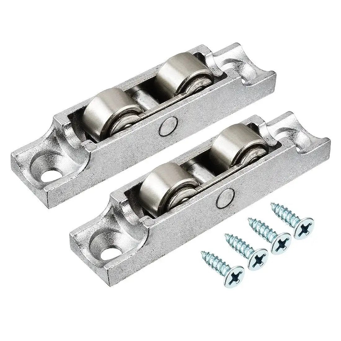 11.5mm Bearing Steel Electroplated Double Flat Wheel Sliding Door Window Pulley Set 2 Pcs With Mounting Screws Durable High Quality Sliding Pulley System For Doors, Windows And Cabinets