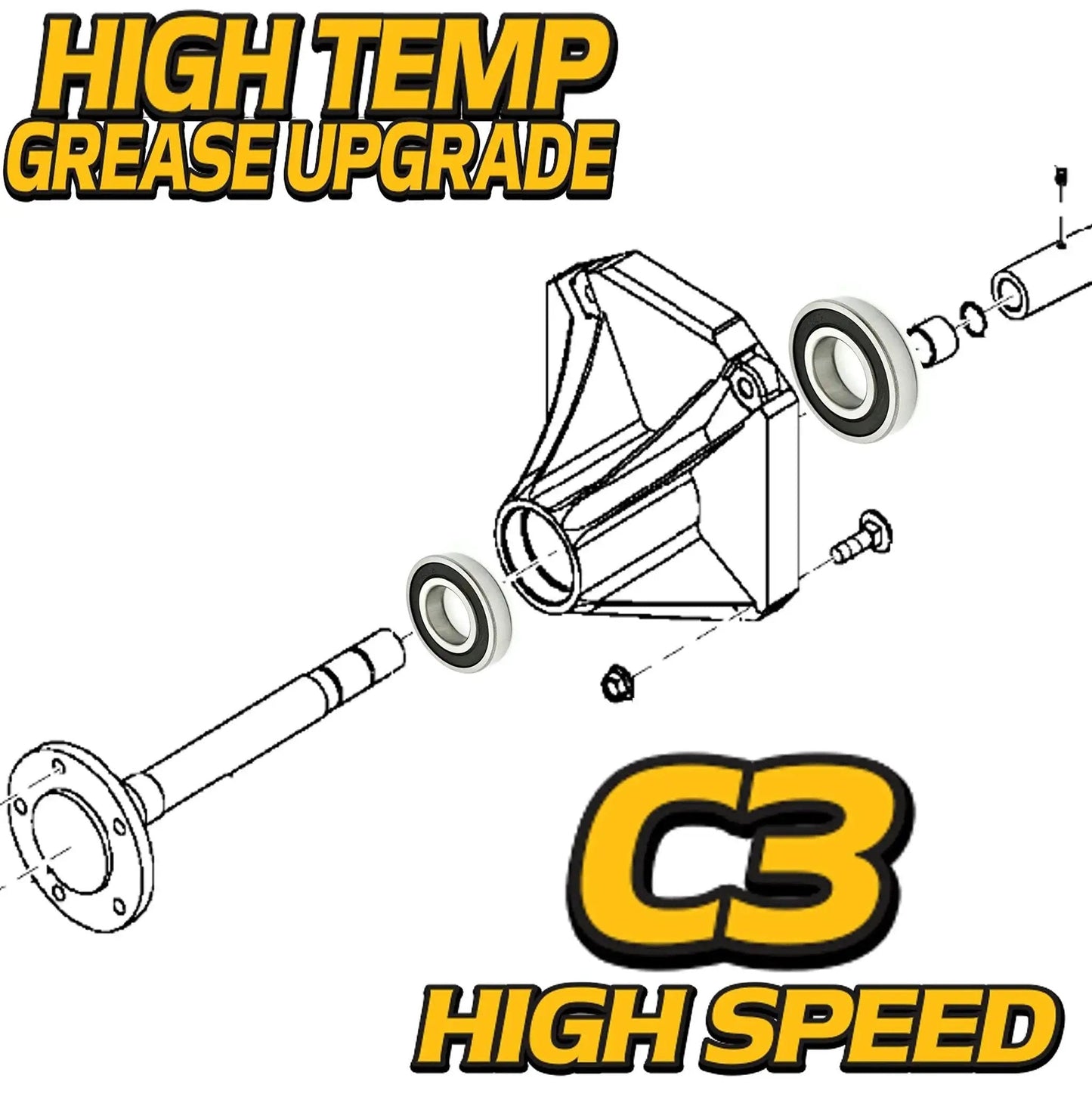 Diagram of Beefed Up Rear Wheel Axle Hub Bearings Kit For John Deere Gator TH TS Trail 6x4 4x2 with high-temp grease and C3 clearance