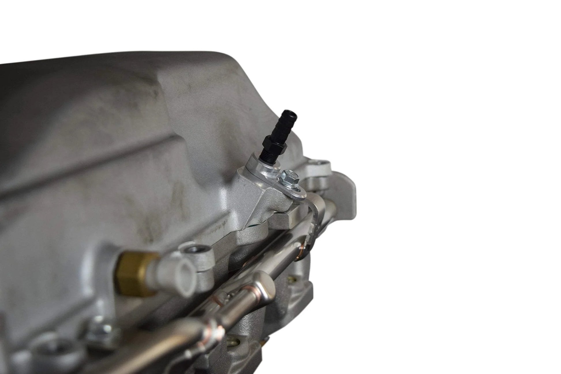 Beefy Aluminum Vacuum Port Hose Adapter for LSA LS9 LT4 LS Superchargers 1 8 NPT Fit Holley High Ram MAP 551387 installed view.