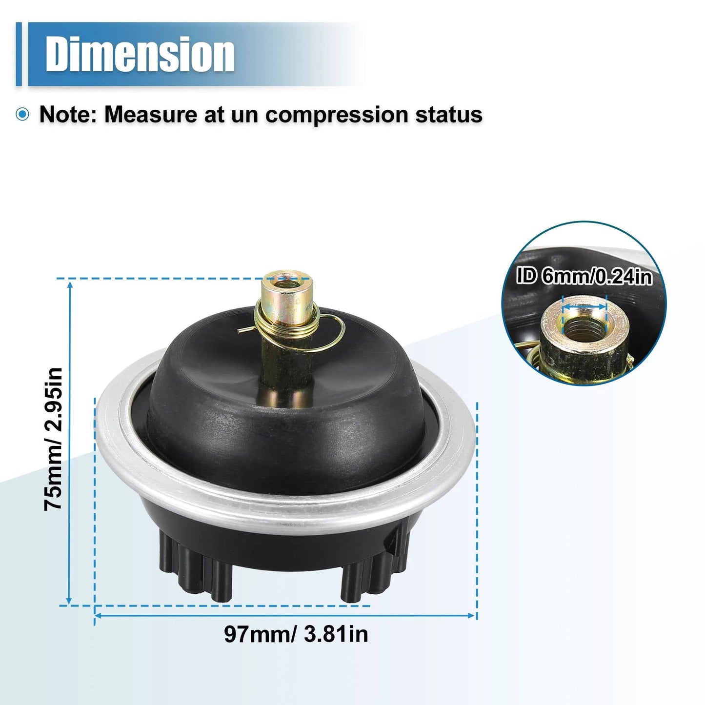 Beefy Front Differential Vacuum Actuator For 4x4 Chevy S10 Blazer 1983 To 2004 And GMC S15 Jimmy And GMC Sonoma And Pontiac 6000 1988 To 1990 4WD Replacement Part OE 25031740 8250317400 By X AUTOHAUX top view with dimensions shown.