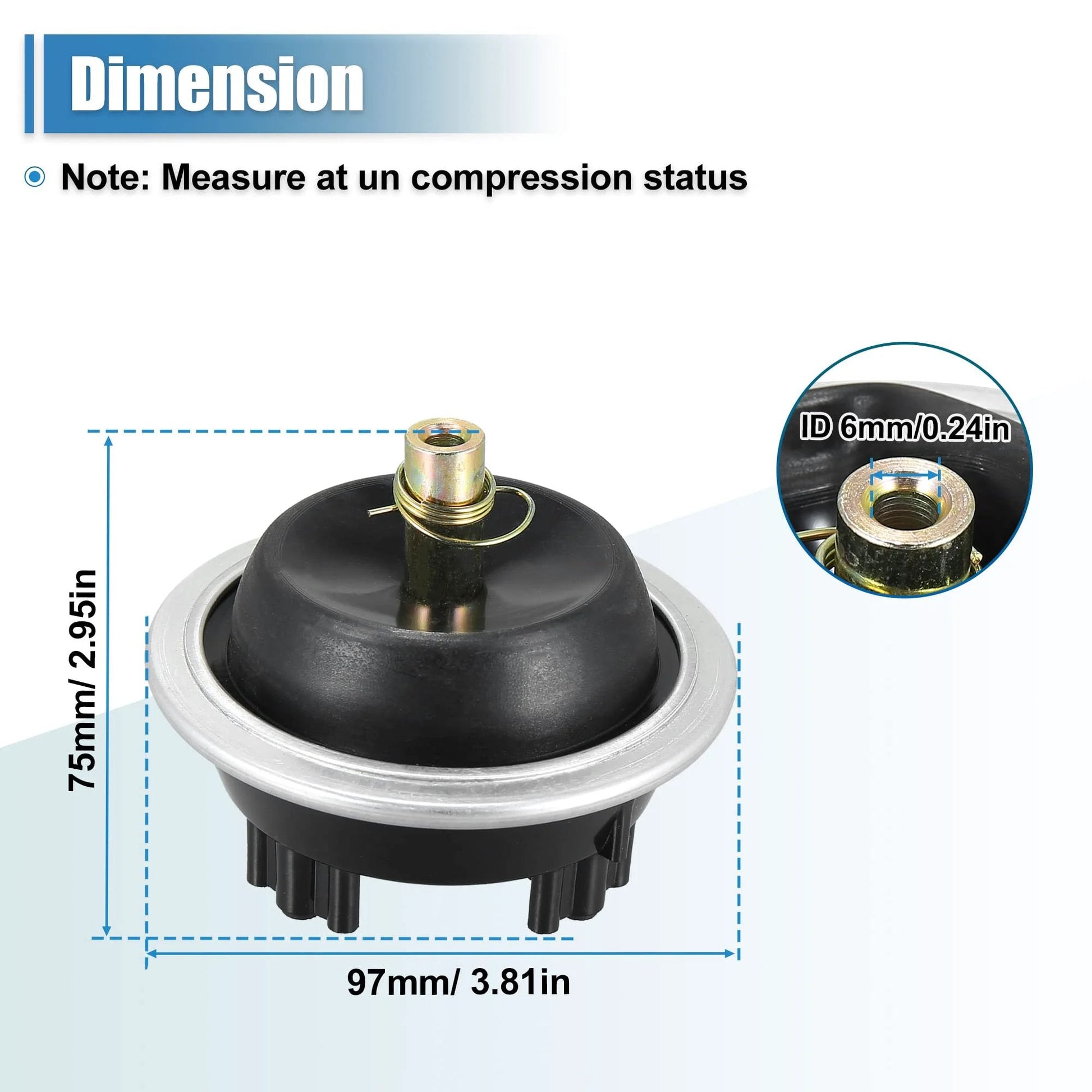 Beefy Front Differential Vacuum Actuator For 4x4 Chevy S10 Blazer 1983 To 2004 And GMC S15 Jimmy And GMC Sonoma And Pontiac 6000 1988 To 1990 4WD Replacement Part OE 25031740 8250317400 By X AUTOHAUX top view with dimensions shown.