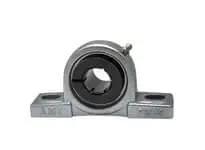 Front view of Single UEP210-31NP 1-15/16 in Accu-Loc Nickel Plated Cast Iron Pillow Block Bearing with 2-bolt mount and sealed ball insert.