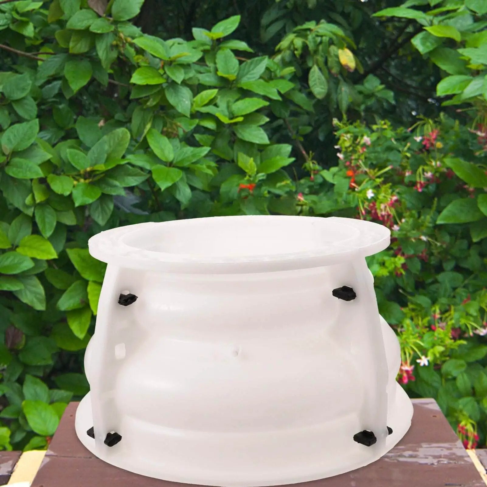 Beige Concrete Planter Mold For DIY Pots And Epic Epoxy Projects Large Urn Planter And Roman Column Base in garden setting