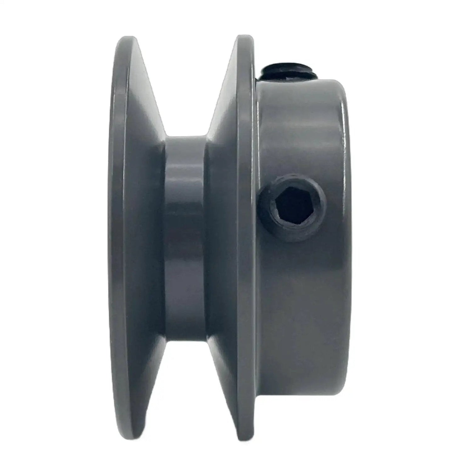 Side view of cast iron Two Inch Outside Diameter V Belt Pulley With One Groove For Three Quarter Inch Bore