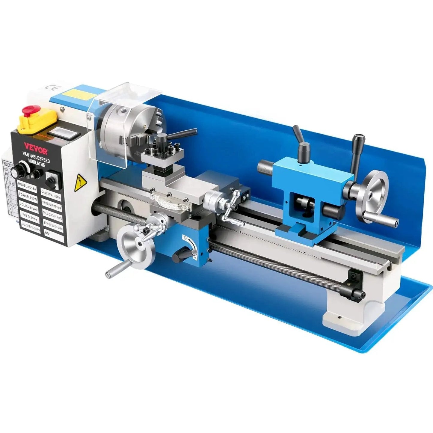 Benchtop Metal Lathe 7x14 Inch With Digital Display 550W Variable Speed Up To 2250 RPM 3 Jaw Chuck CNC Mini Lathe