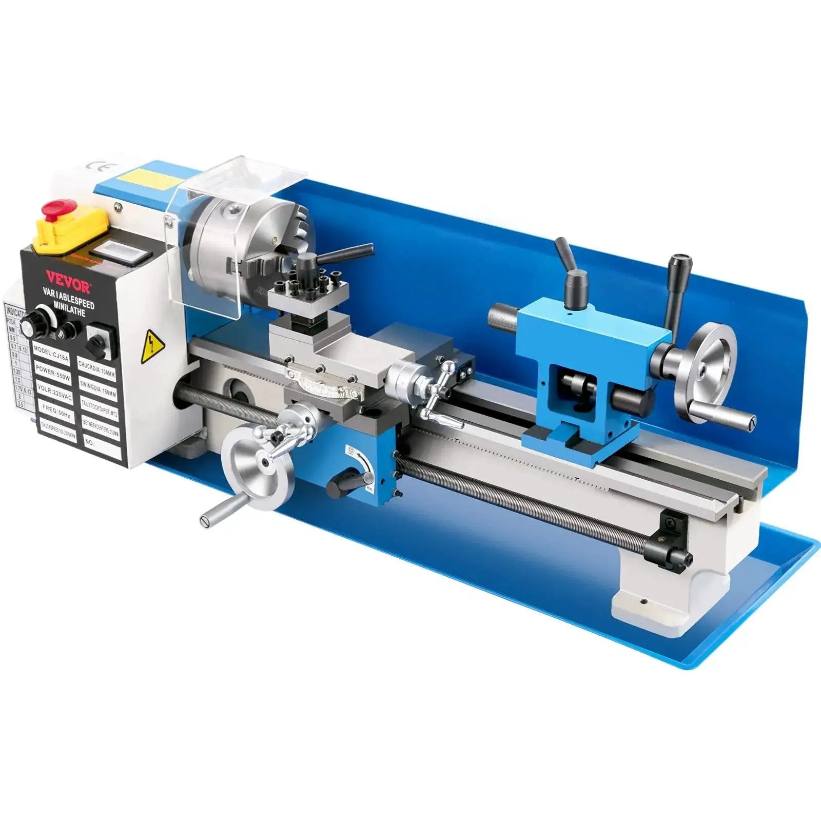 Benchtop Metal Lathe 7x14 Inch With Digital Display 550W Variable Speed Up To 2250 RPM 3 Jaw Chuck CNC Mini Lathe