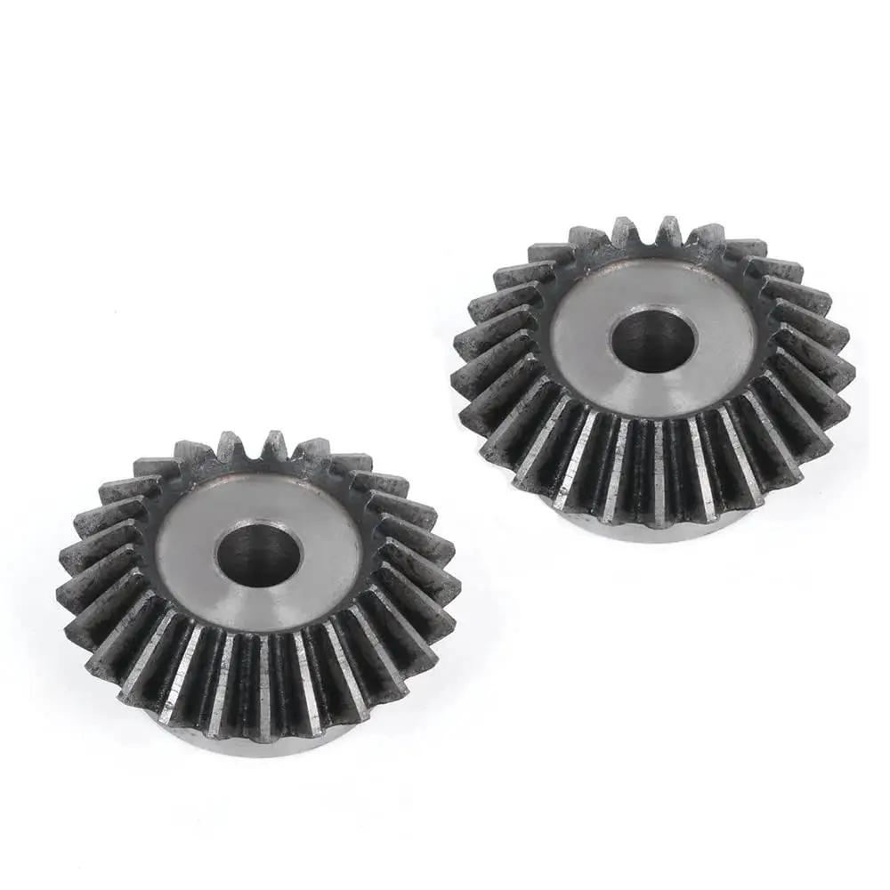 Bevel Gear Set 2Pcs 1.5M 20 Teeth 12mm Shaft M5 Fixing Hole 1 to 1 Steering Gear, showing two metal gears on white background.