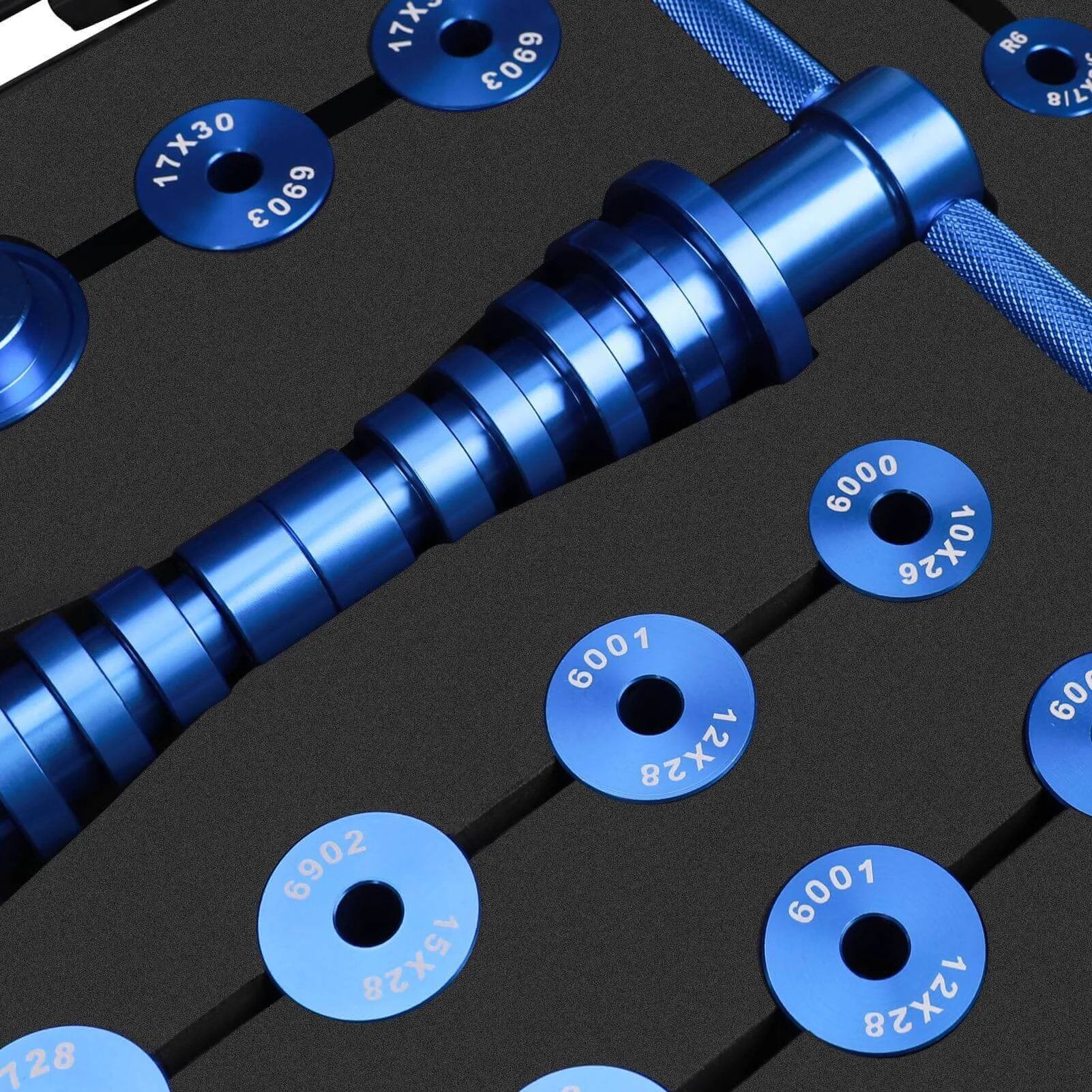 Bicycle Bearing Press Set with blue anodized tools, Bike Tools for Wheels/Hub BB Axis Installation Universal Repair Kit