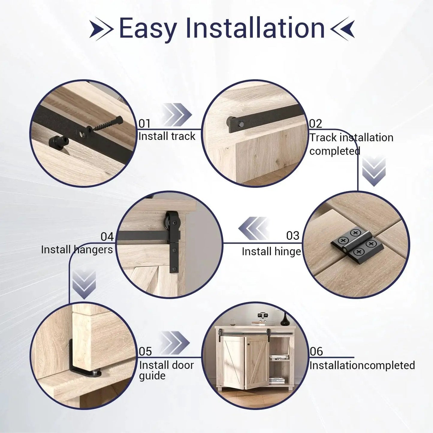 Step-by-step installation guide for Mini Bifold Barn Door Hardware Kit 30 Inch Sliding Track for Closet Cabinet.