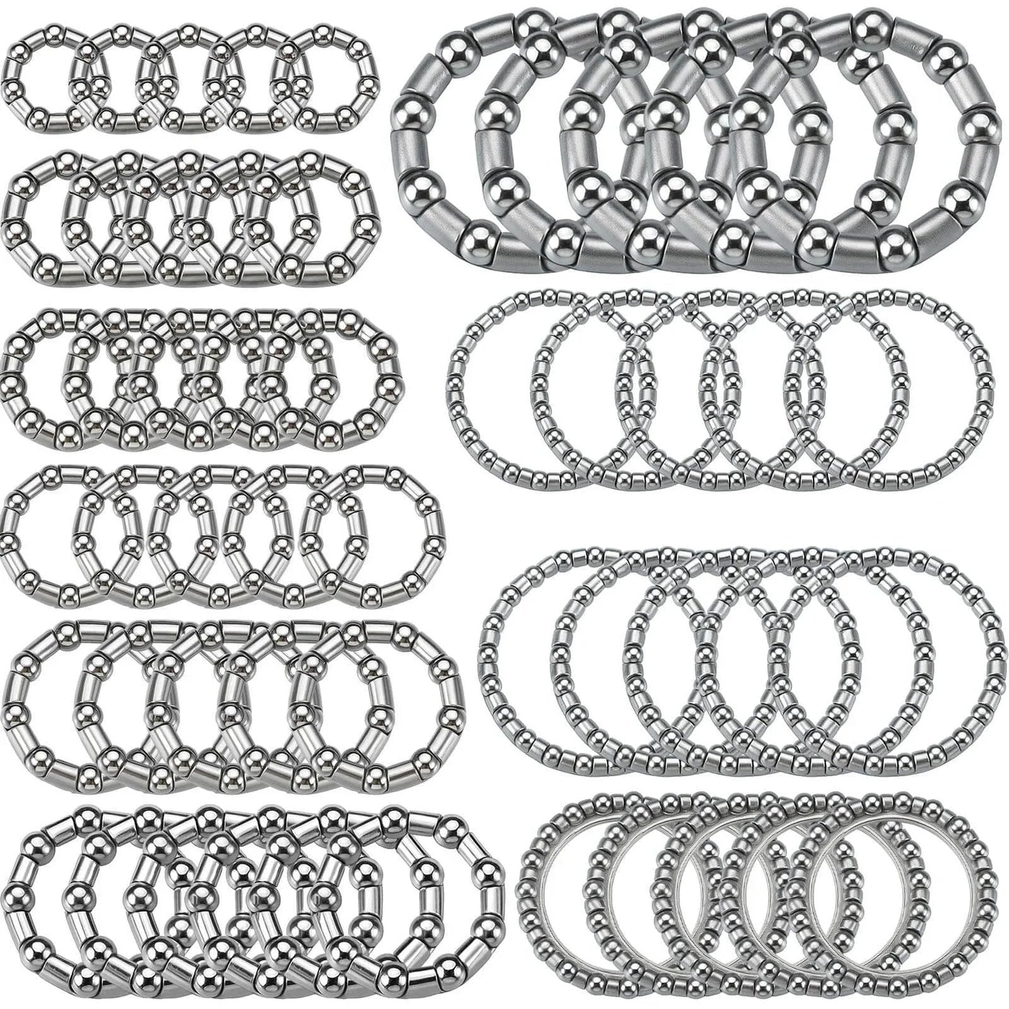 Image of Five Sets Bike Bearing Kit With Fifty Bearings In Ten Sizes From 4mm To 8mm for mountain and road bicycles displayed in protective case.