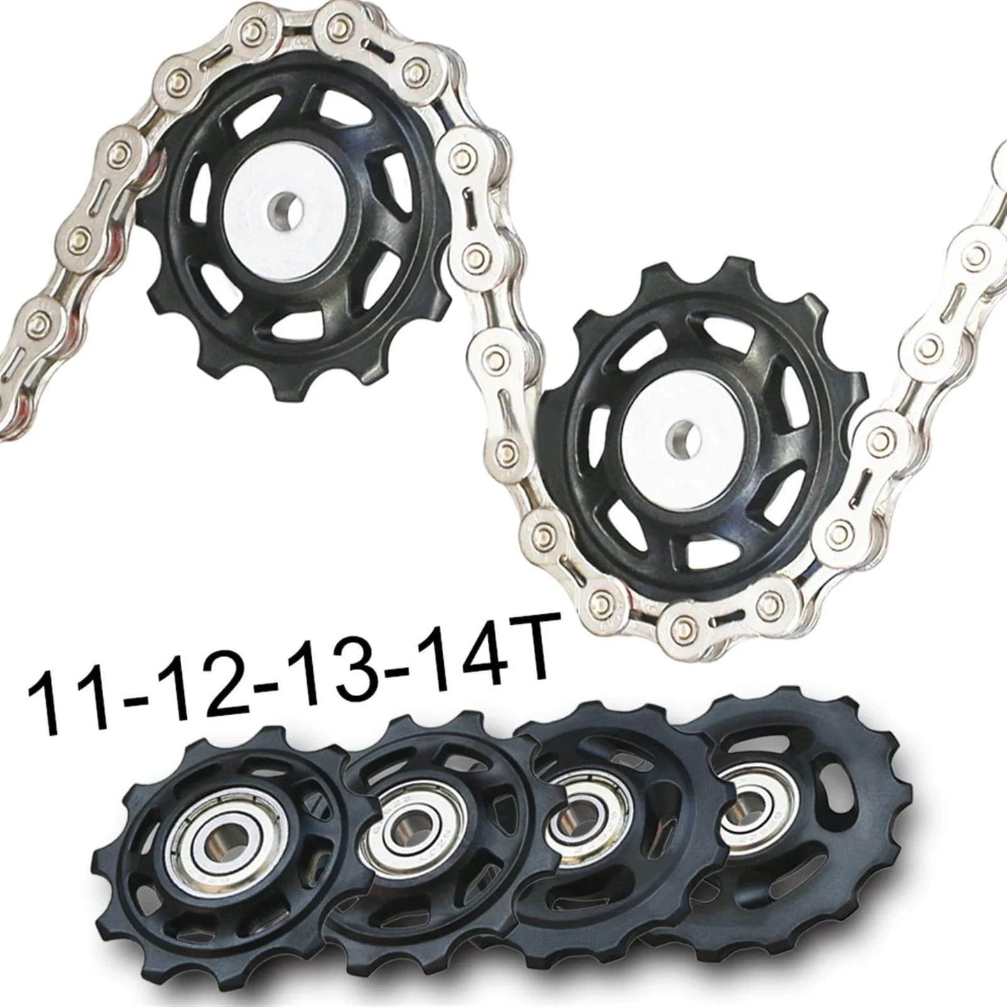 Pulley Road Bike Jockey Rear Derailleur Pulley Roller for Repair Kit Bearing Mountain Bike Rear Idler (Color : 11T-2PCS)