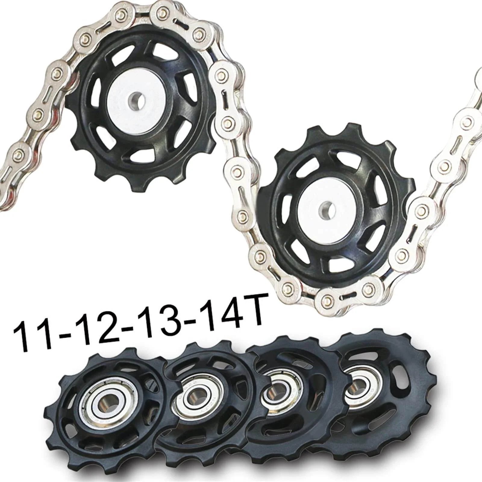 Pulley Road Bike Jockey Rear Derailleur Pulley Roller for Repair Kit Bearing Mountain Bike Rear Idler (Color : 11T-2PCS)
