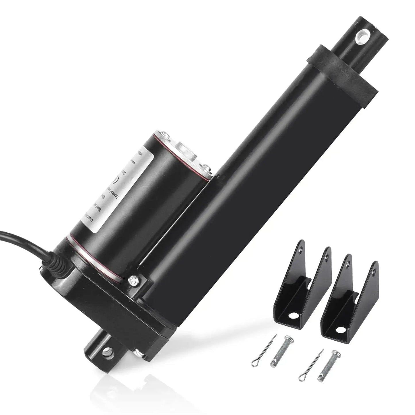 Beefy 1000N DC Linear Actuator With 4 Inch Stroke, 14 mm/s Speed, Black Aluminum Housing IP54, Mounting Brackets Included, 12V DC