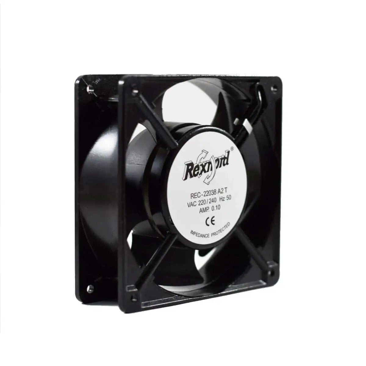 Square 4x4 Inch Aluminum Die Cast Exhaust Fan Panel Mount in Black with 22038 A2 T Model PBT Impeller Sleeve or Ball Bearing