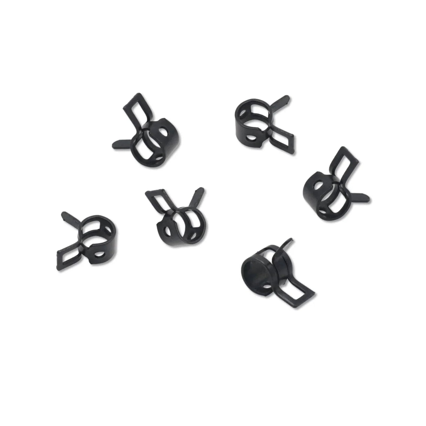 50 Pack Quarter Inch Inner Diameter Spring Band Hose Clamps Type Action For Fuel Lines Silicone Hoses And Water Pipes 6mm ID Fits 6 To 7mm Outer Diameter Black Manganese Steel 65Mn Clip Durable Seal, black manganese steel clamps shown